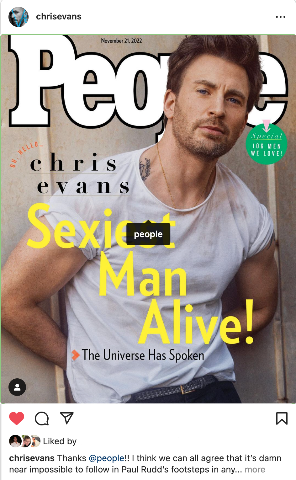 Chris Evans is 2022's Sexiest Man Alive - National